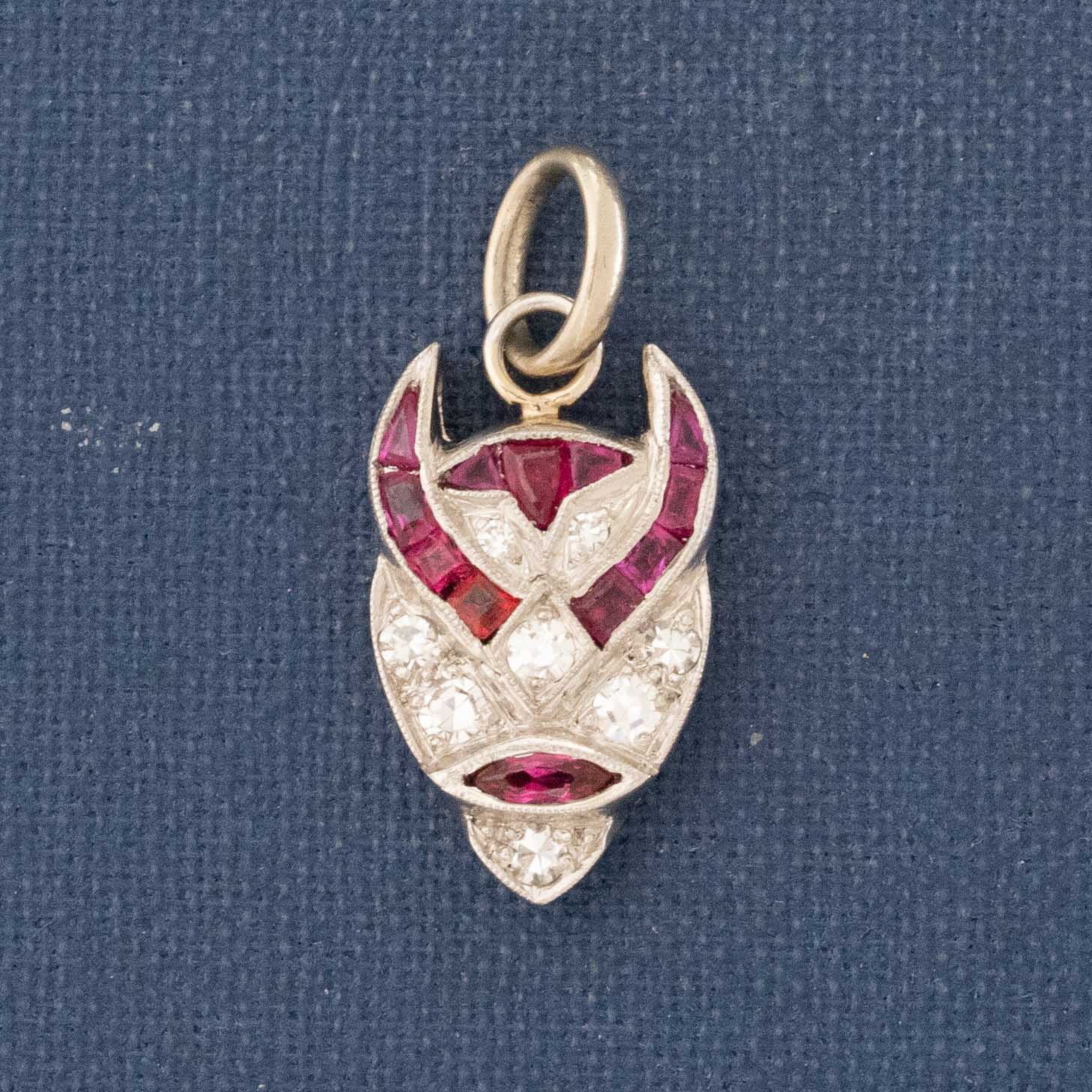 Art Deco Devil Diamond & Ruby Charm