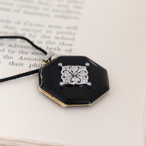 Art Deco Diamond and Enamel Locket