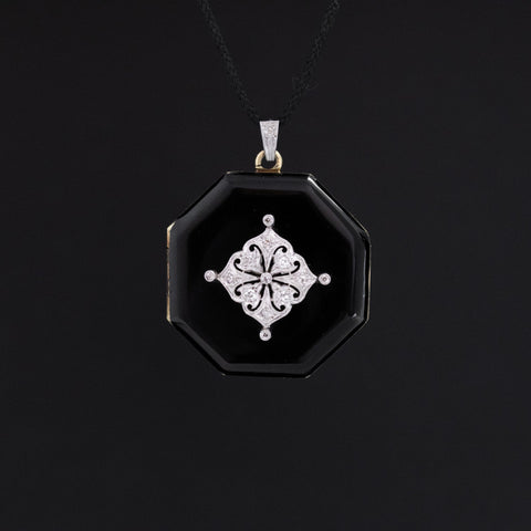 Art Deco Diamond and Enamel Locket