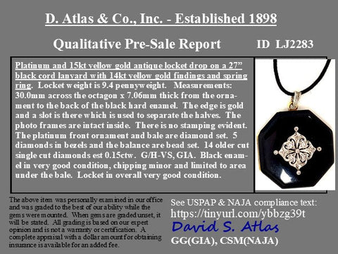 Art Deco Diamond and Enamel Locket