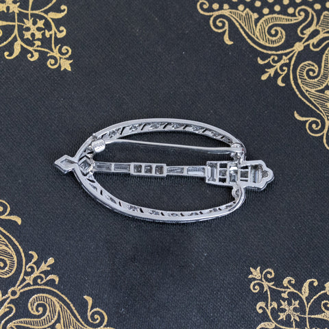 Art Deco Diamond and Onyx Brooch