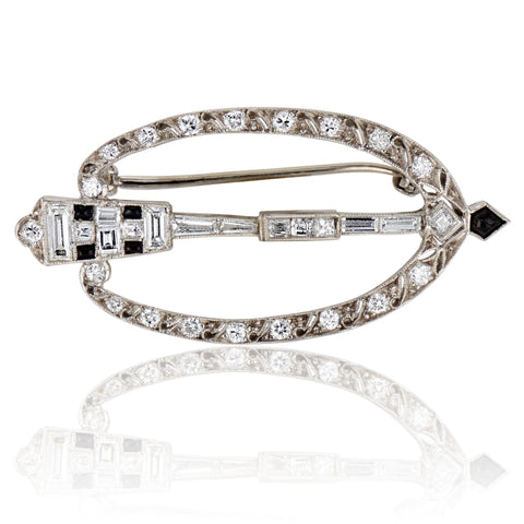 Art Deco Diamond and Onyx Brooch