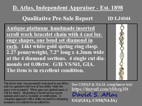 Art Deco Diamond and Platinum Petite Bracelet
