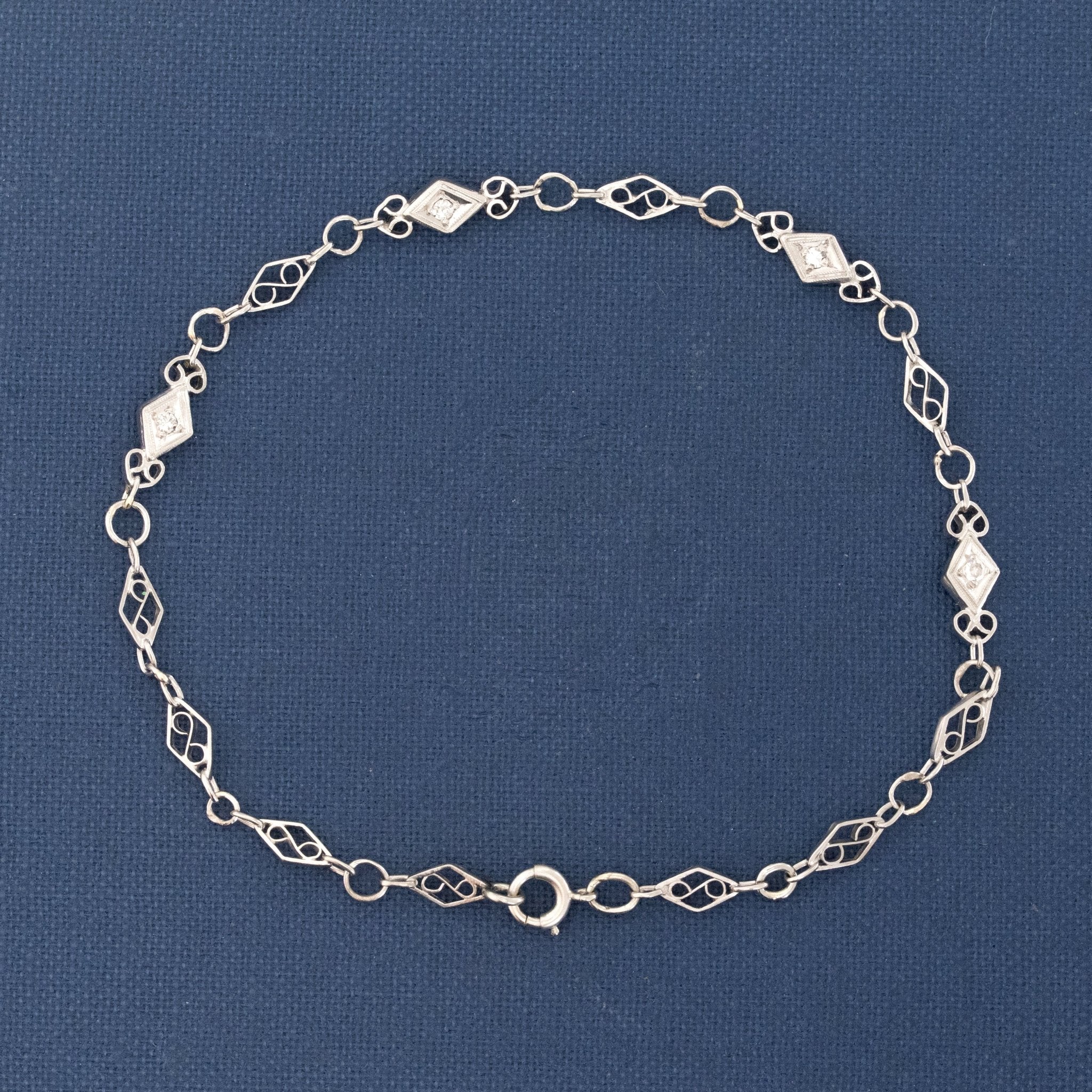 Art Deco Diamond and Platinum Petite Bracelet