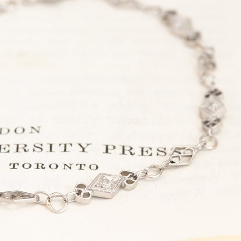 Art Deco Diamond and Platinum Petite Bracelet