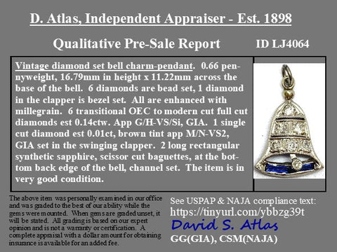Art Deco Diamond Articulating Bell Charm