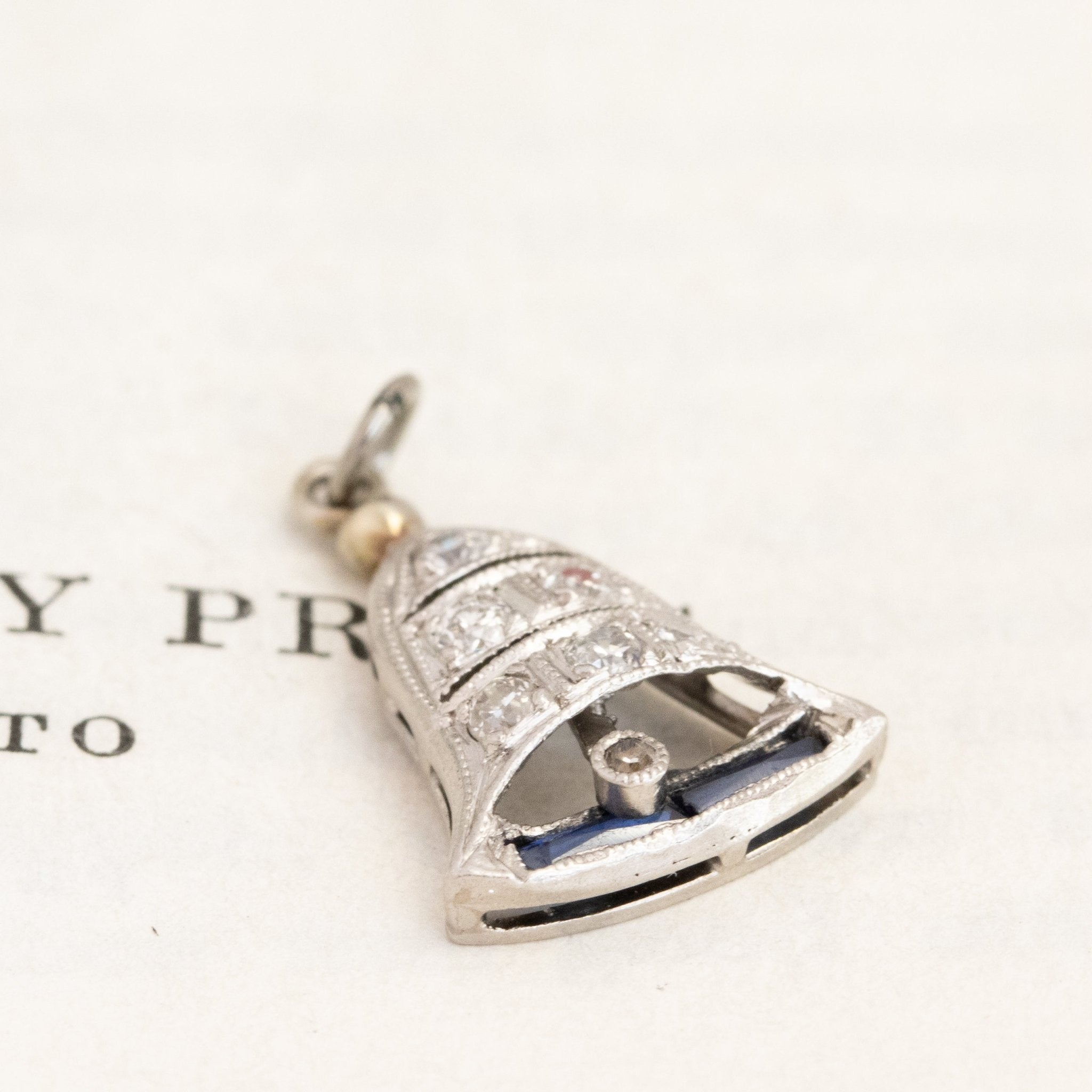 Art Deco Diamond Articulating Bell Charm