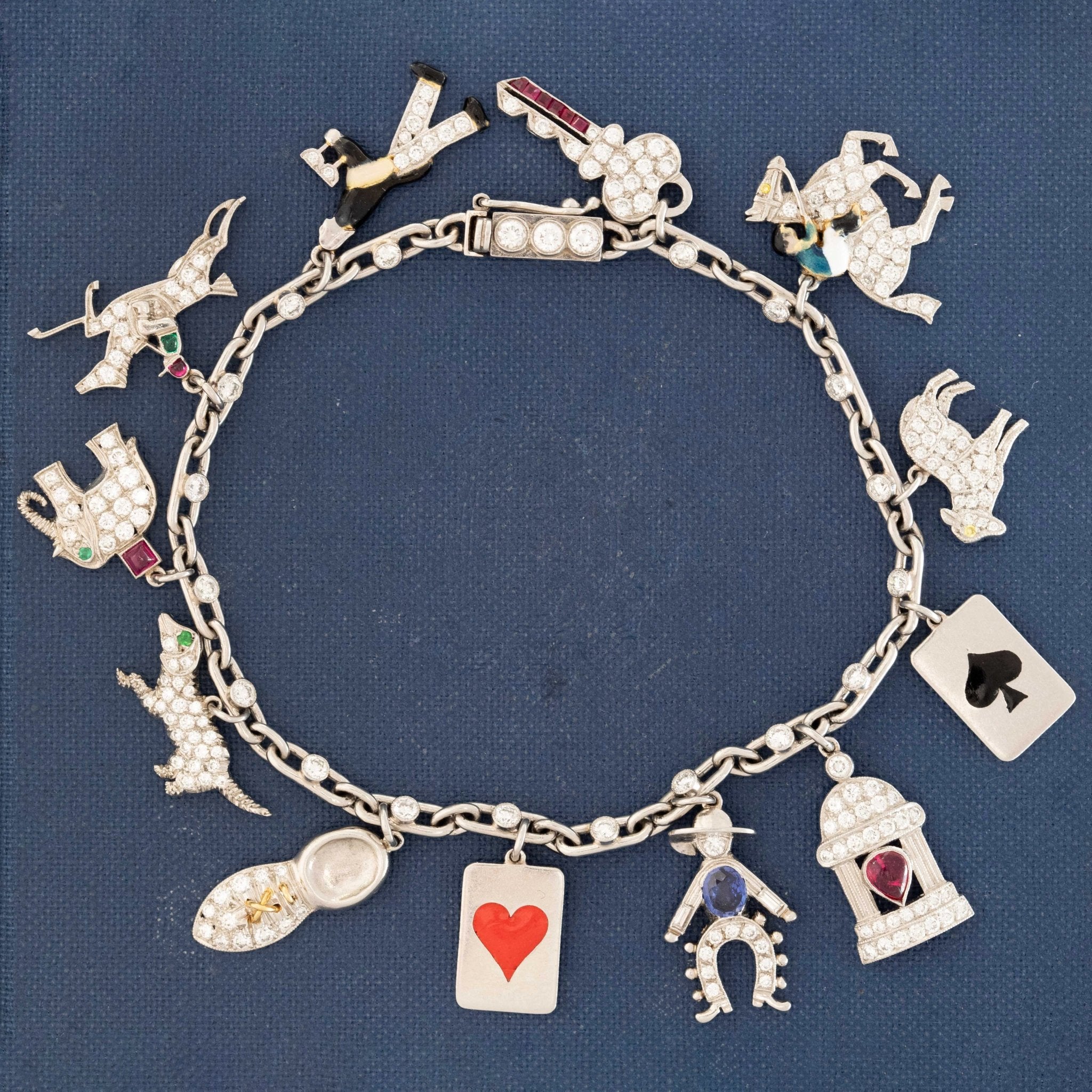 Art Deco Diamond Charm Bracelet