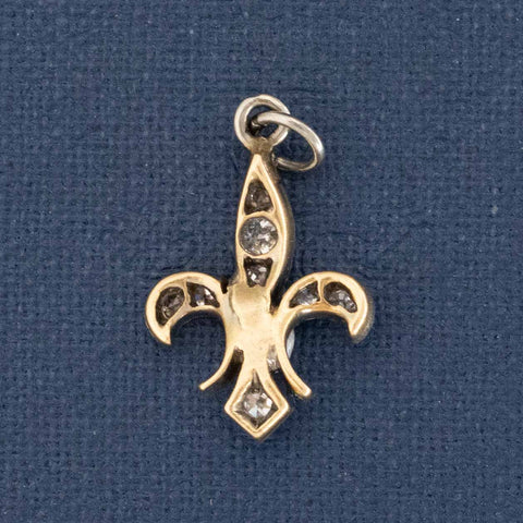 Art Deco Diamond Fleur De Lis Charm