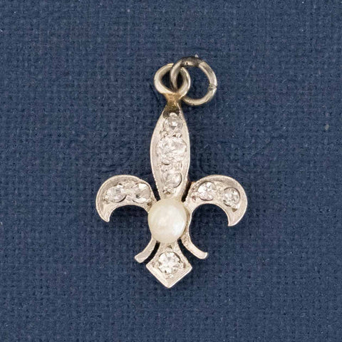 Art Deco Diamond Fleur De Lis Charm