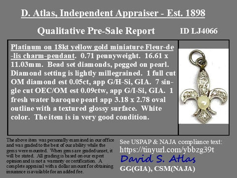 Art Deco Diamond Fleur De Lis Charm