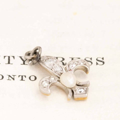Art Deco Diamond Fleur De Lis Charm