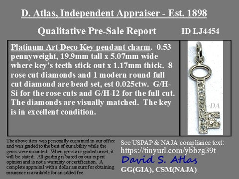Art Deco Diamond Key Charm