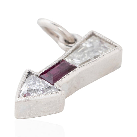 Art Deco Diamond & Ruby Arrow Charm