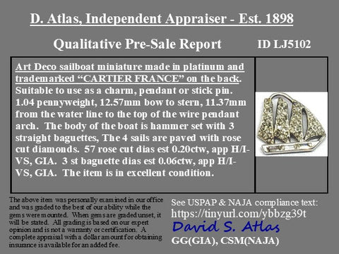 Art Deco Diamond Sailboat Charm, by Cartier