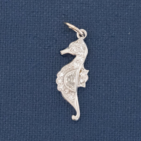 Art Deco Diamond Seahorse Charm