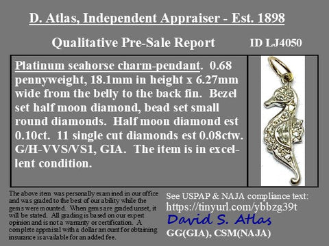 Art Deco Diamond Seahorse Charm