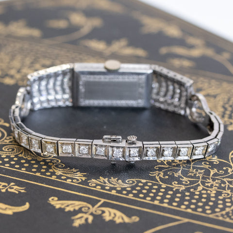 Art Deco Platinum Diamond Watch by JE Caldwell