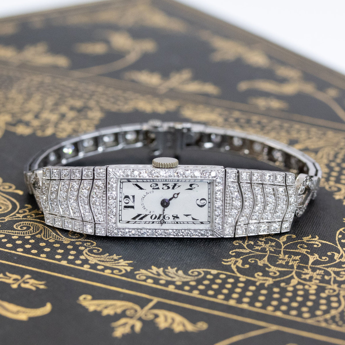 Art Deco Platinum and Diamond watch women’s with Appraisal Paperwork Working 95 Antique Art Deco Diamond Ladies Watch in Platinum  main image 4