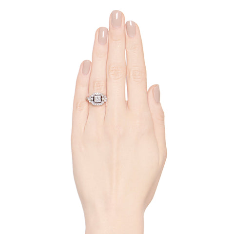 Art Deco Inspired Princess Cut Diamond Halo Ring