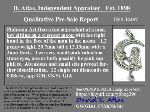Art Deco Monkey on the Moon Charm