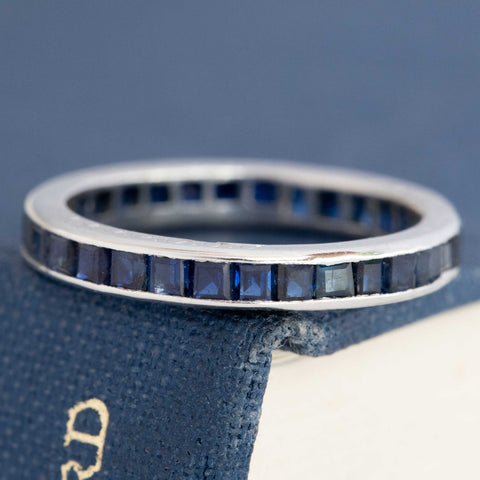 3.80ctw Art Deco Ruby & Sapphire Eternity Bands, by Tiffany & Co.