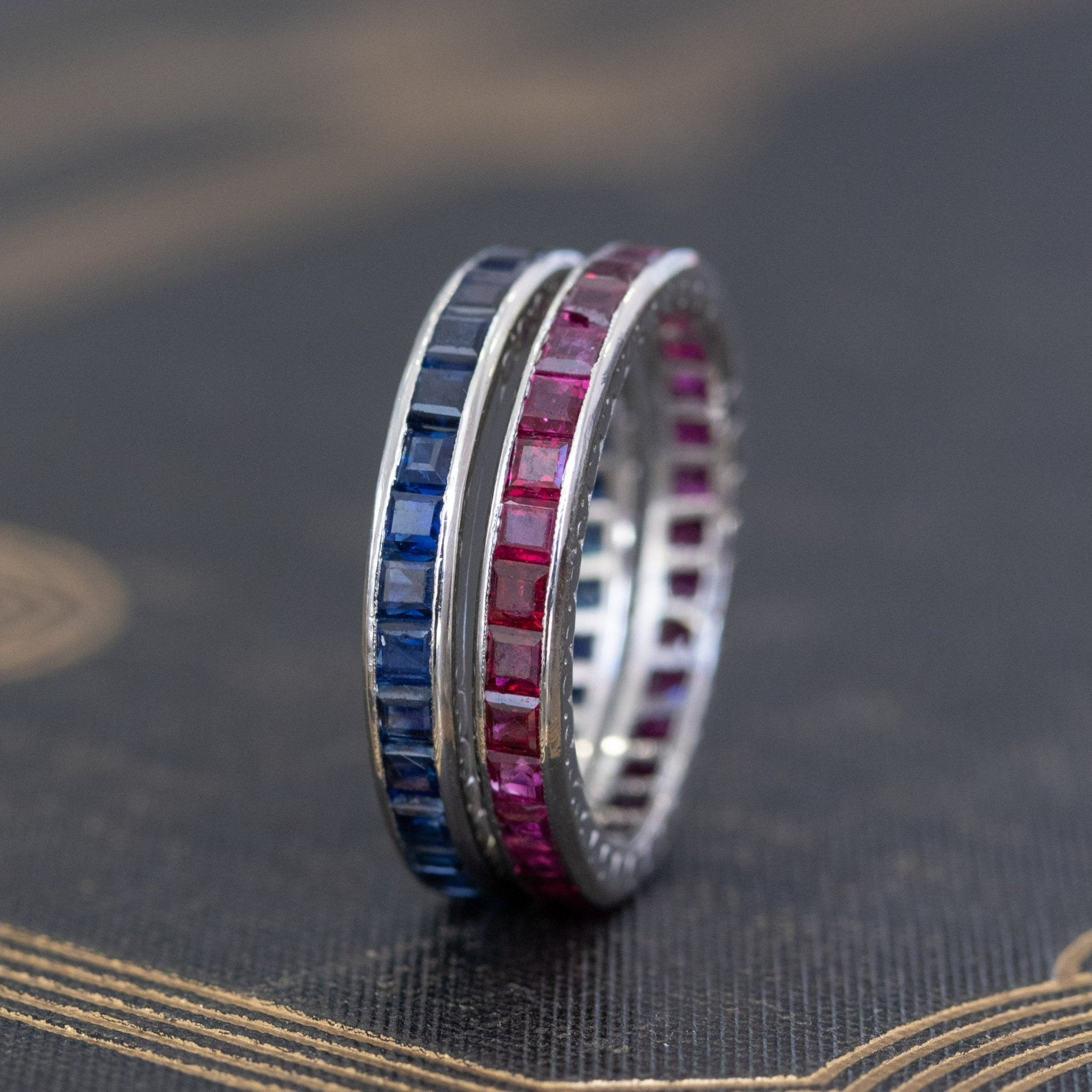 Art Deco Sapphire and Ruby Matched Bands, by Tiffany & Co