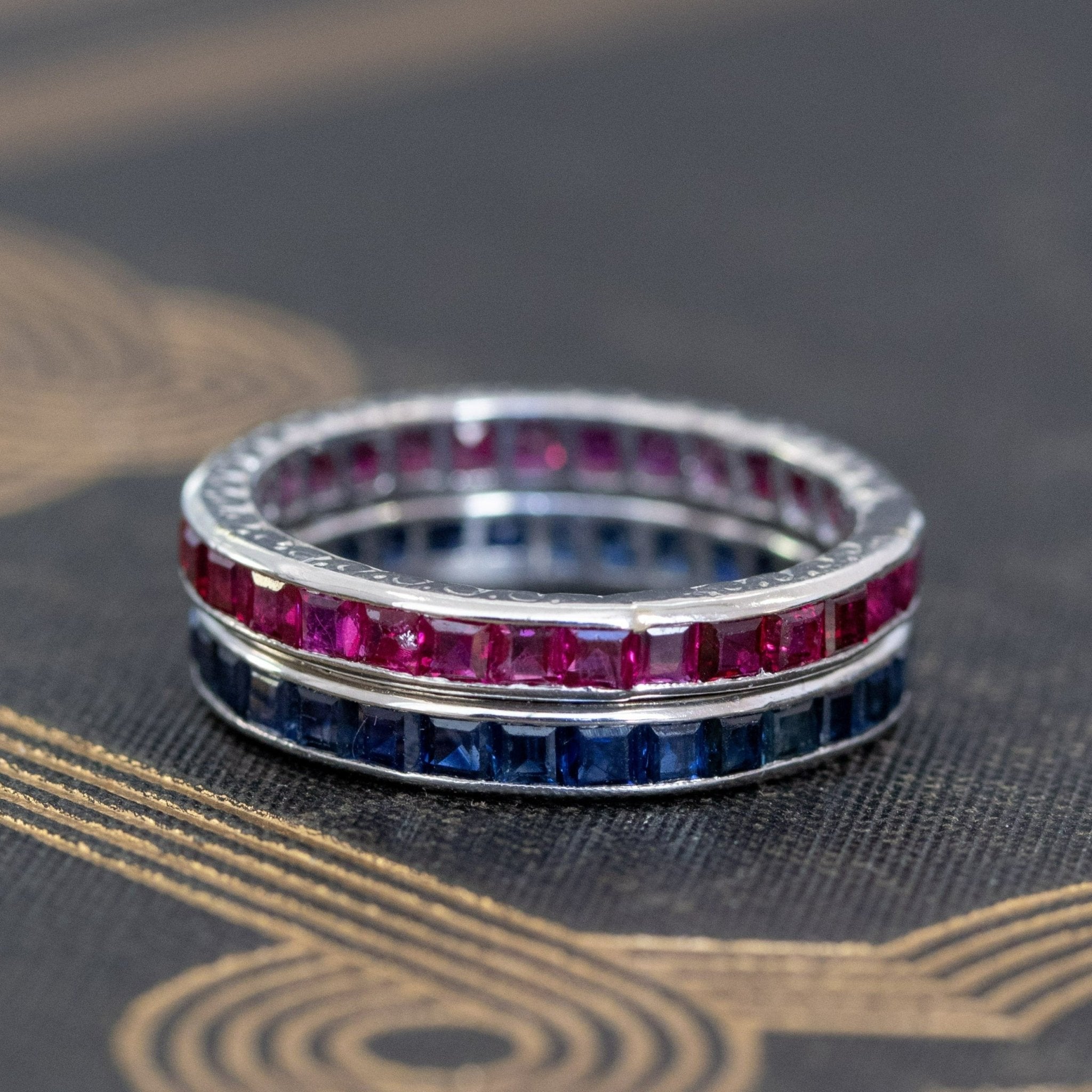 Art Deco Sapphire and Ruby Matched Bands by Tiffany & Co