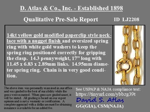 Chunky Paperclip Chain, 14kt Yellow Gold 17"