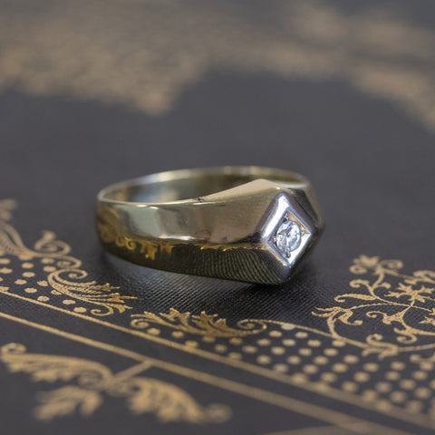 Diamond and Gold Knife Edge Unisex Band