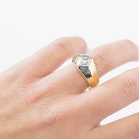 Diamond and Gold Knife Edge Unisex Band