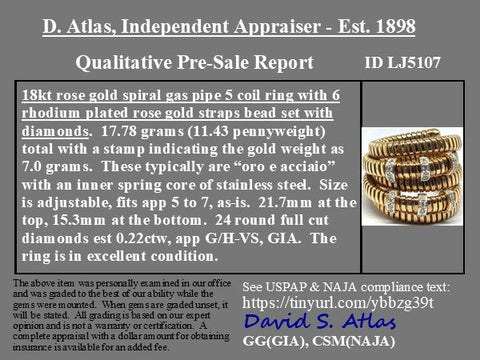 Diamond Five Row Tubogas Ring, Italian