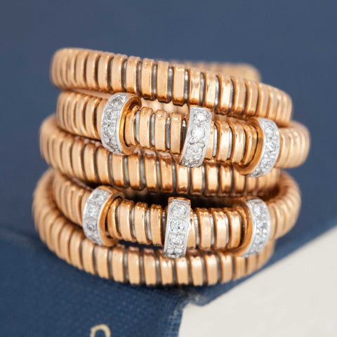 Diamond Five Row Tubogas Ring, Italian