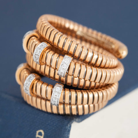 Diamond Five Row Tubogas Ring, Italian