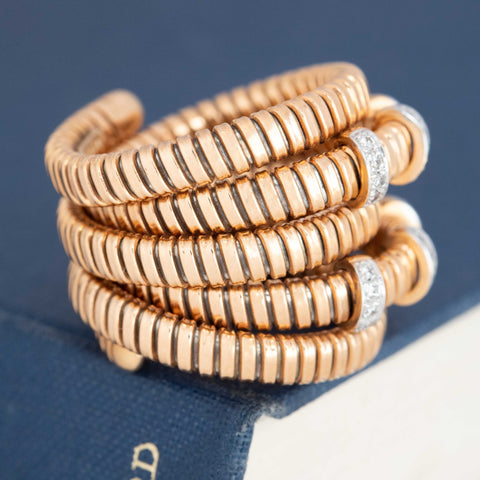 Diamond Five Row Tubogas Ring, Italian