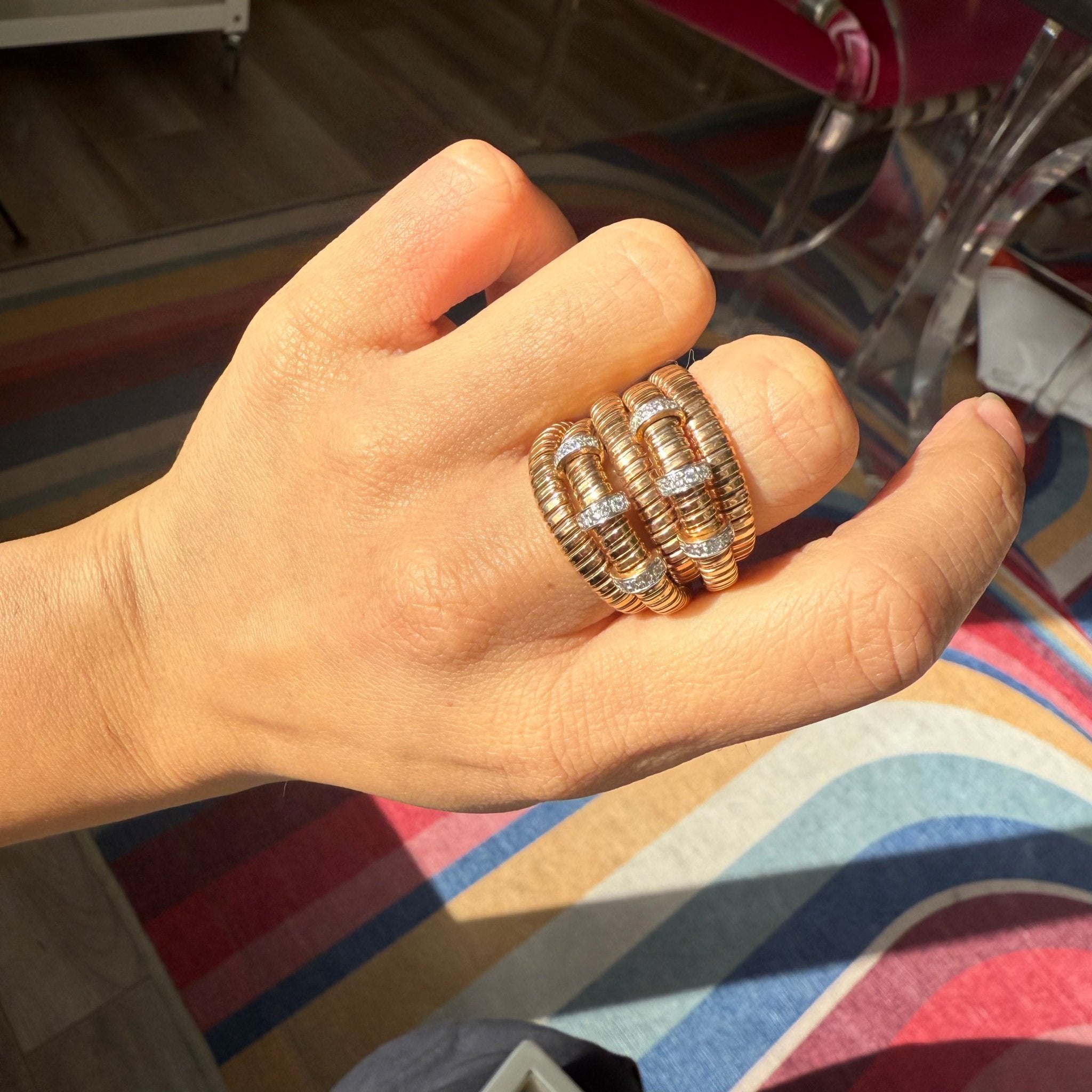 Diamond Five Row Tubogas Ring, Italian