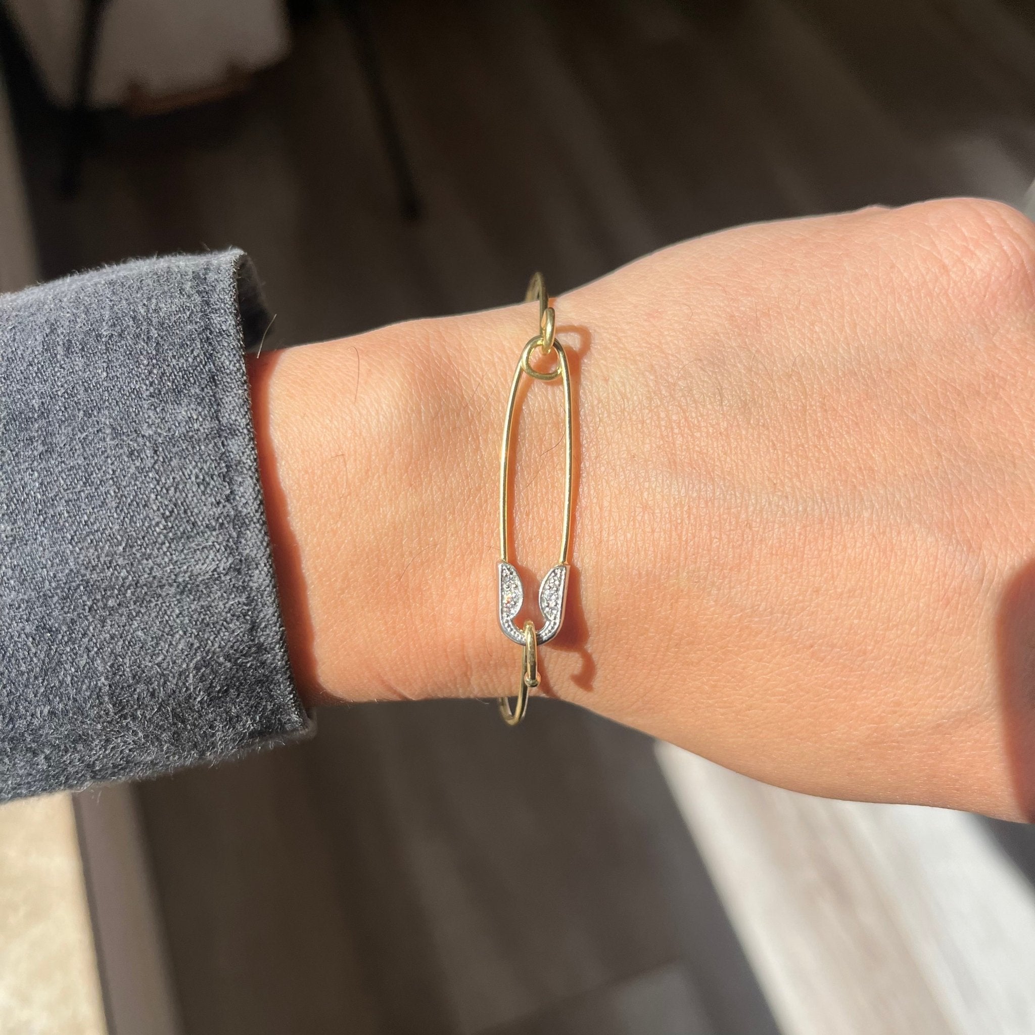 Diamond Safety Pin Bangle