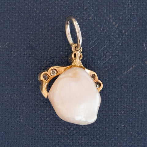 Edwardian Diamond Bird Claw Pearl Charm