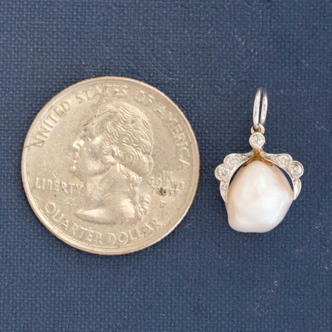 Edwardian Diamond Bird Claw Pearl Charm