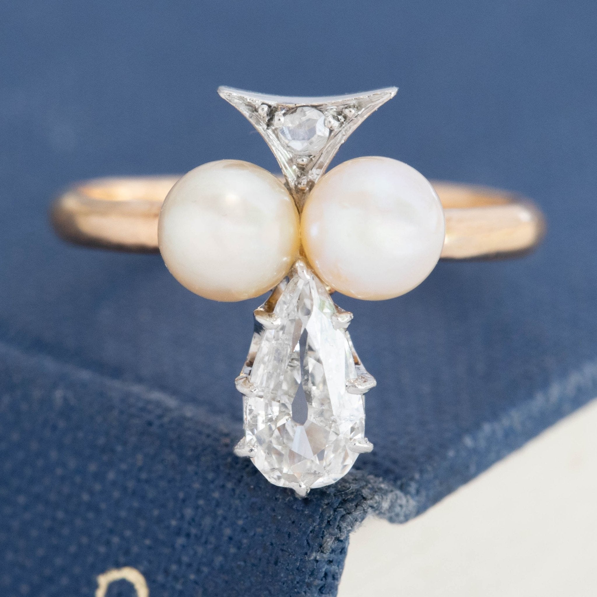 Edwardian Diamond & Pearl Tiara Ring, French