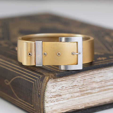 Edwardian-era Gold and Platinum Buckle Bangle