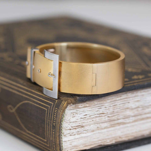 Edwardian-era Gold and Platinum Buckle Bangle