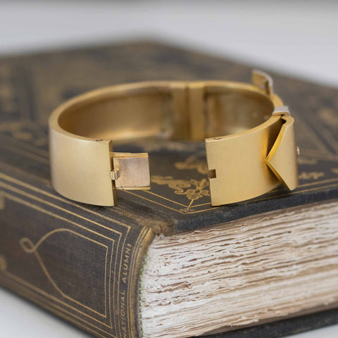 Edwardian-era Gold and Platinum Buckle Bangle