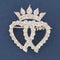 Antique Edwardian diamond double heart crown brooch in silver-topped gold
