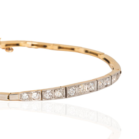 .75ctw Edwardian old European cut diamond link bracelet in platinum and yellow gold – alternate view 3