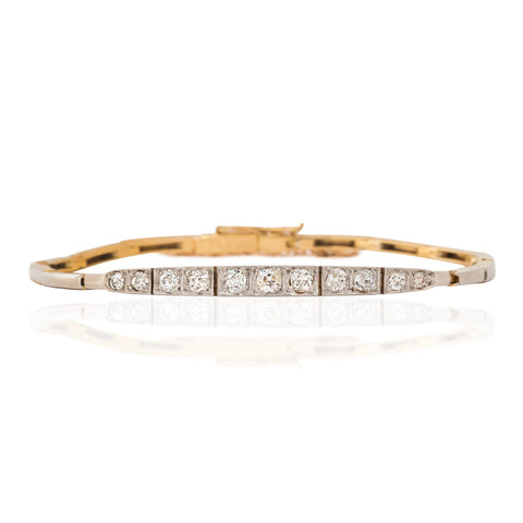 .75ctw Edwardian old European cut diamond link bracelet in platinum and yellow gold
