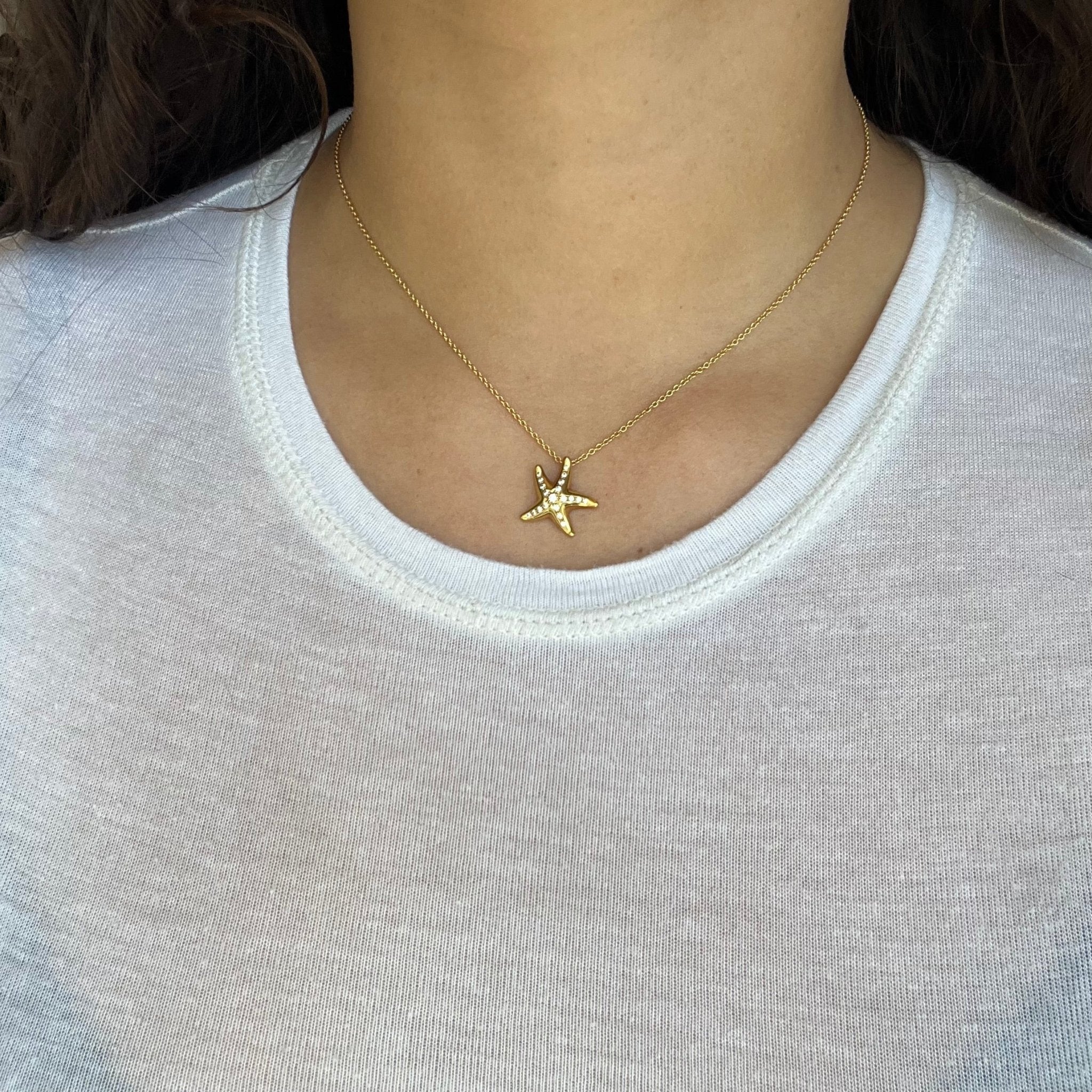 Elsa Peretti Diamond Starfish Pendant by Tiffany and Co