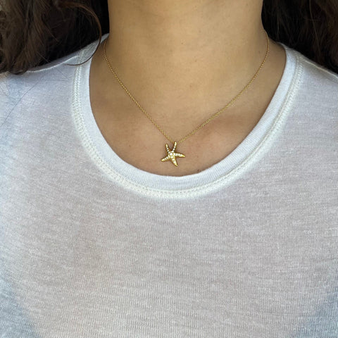 Elsa Peretti Diamond Starfish Pendant by Tiffany and Co