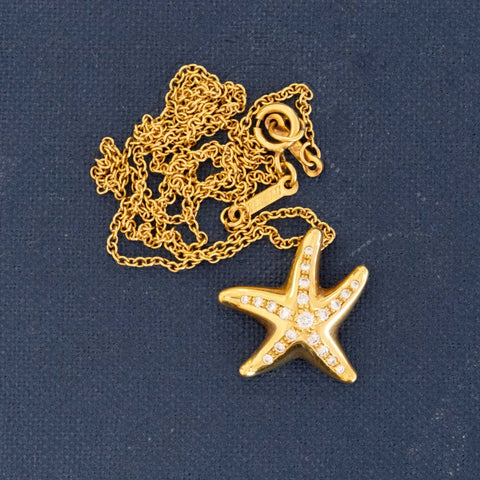 Elsa Peretti Diamond Starfish Pendant by Tiffany and Co