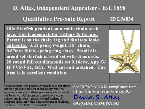Elsa Peretti Diamond Starfish Pendant by Tiffany and Co